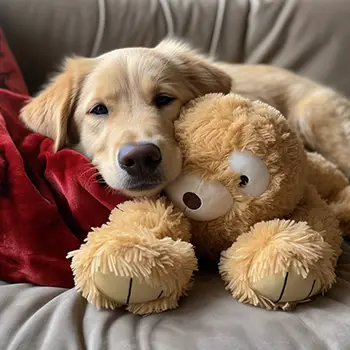 One of our guests cuddling with their toy